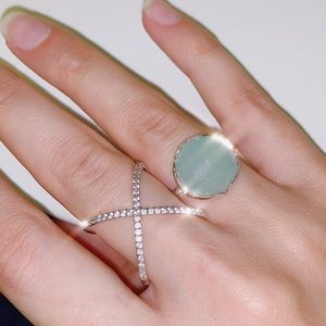 Aqua Mint Green Gemstone Adjustable Ring